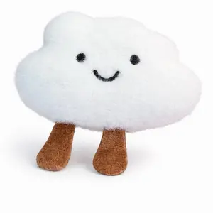 Cloud Keychain - Adorable Plush Cloud with Brown Legs and Smiling Face for Keychains and Accessories