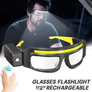 This head mounted light, Usb rechargeable flashlight, features two lighting modes, goggles, front light, side lights, nonslip nose pad, soft silicone ear hooks, for outdoor hiking, camping, emergency lighting, New Year's gift for outdoor enthusiasts