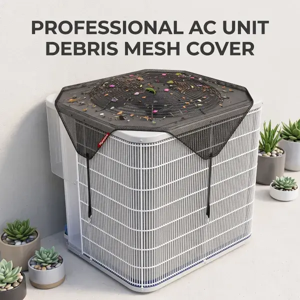 Universal Fit  for Outdoor Condensers, 28x28/36x36in All-Weather Breathable Mesh Fabric Dust-Proof Leaf-Proof Foldable Adjustable Detachable Buckle Protection Cover, Adjustable Buckle design dustproof Waterproof resistant