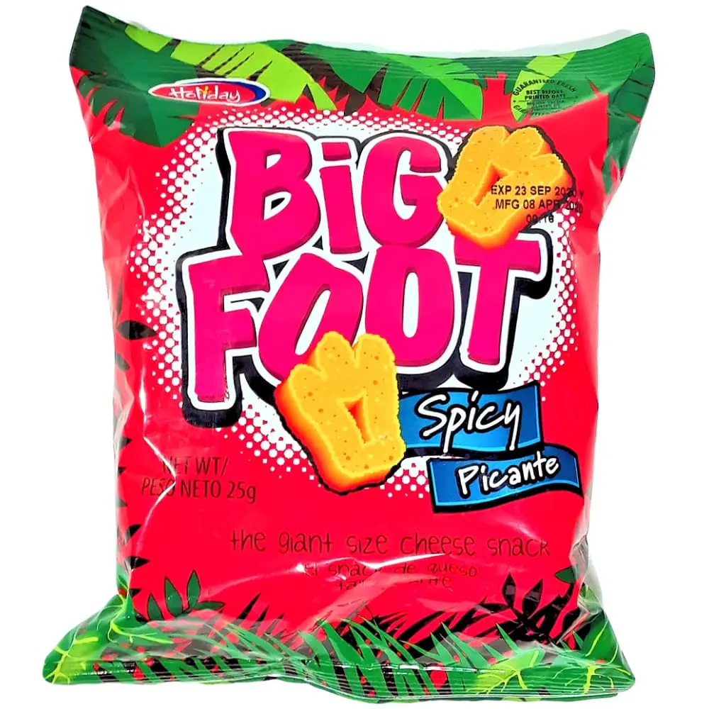 (Pack of 12) Holiday Big Foot, The Giant Cheese Snack, Spicy, 25g