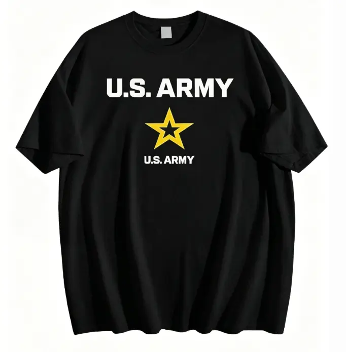 Women's 100% Cotton Short-Sleeve Round Neck Classic Casual Top, U.S. Army Star Logo Patriotic Military Veteran Graphic T-Shirt for Women's Clothes