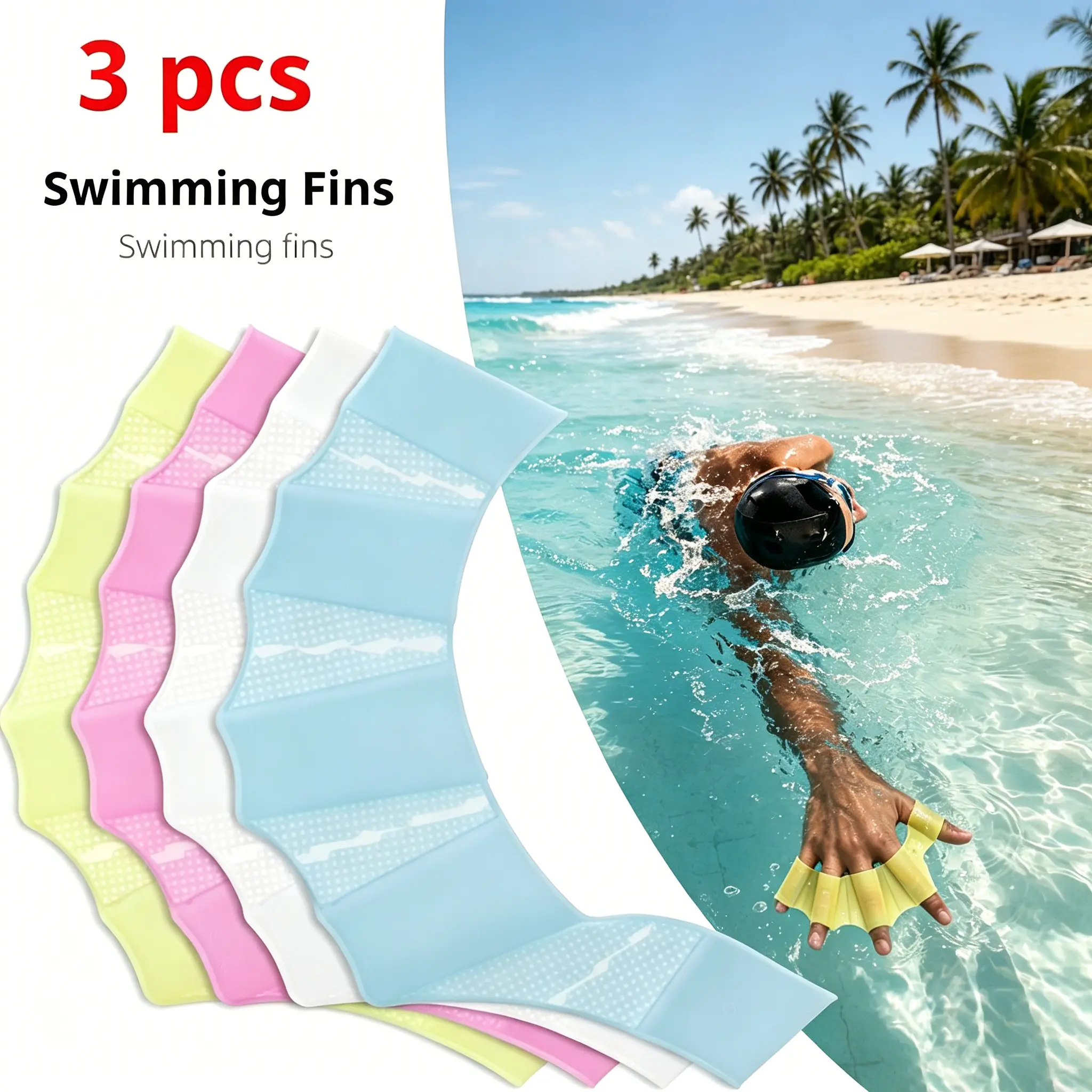 3pcs Silicone Frog-Shaped Swimming Finger Pads, Water Sports Diving Training Aids, Hand Paddle Finger Cots