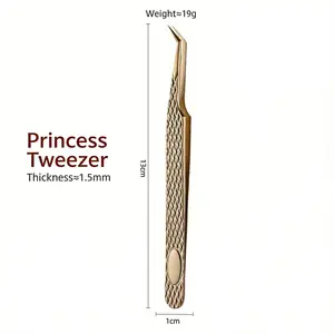 High Precision Eyelash Extension Tweezers, Stainless Steel Dolphin Clip, Diamond Pattern Design, Professional Lash Tech Tool