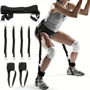 High Resistance Jump Trainer Set, Training Equipment, Adjustable Bands for Jumping, Dunk Training, Speed & Agility, Physical Fitness, Athletic Performance, Jumping Ability, Includes Waist Belt, 2 Ankle Straps, 4 Latex Tubes