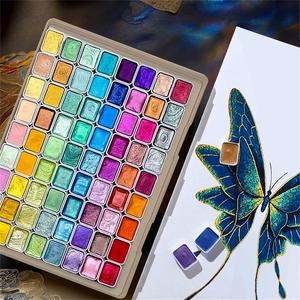 72 color watercolor paint set, 1 box glitter solid pigments for art, handmade projects, mixing colors, art supplies for home school students