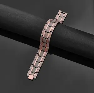 Feraco 99.99% Pure Copper Geometric Magnetic Bracelet for Men - 3X Ultra Strength, 3500 Gauss Neodymium Magnets, Enhances Sleep & Daily Health Energy, 22.5cm, 73-78g Fashion Costume Jewelry Gift outdoorfun Fashionable Bangles