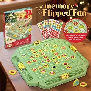 Four Player Memory Match Game, Family Fun Game, Hand-Eye Coordination Toy, Cartoon Fruit Flip Chess, Easter Christmas New Year Gift