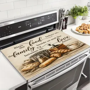 1pc Modern Kitchen Stove Protector Cover - Electric Stove Top Cover with "Home Is Where The Heart Is" Quote, Non-Slip Heat-Resistant Surface Protector