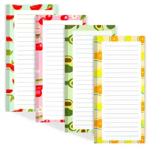 4 Pack Magnetic Notepads for Refrigerator, Fruit Design Grocery List Pad for Fridge, Full Magnet Back Shopping Lists, 50 Sheets Per Note Pads