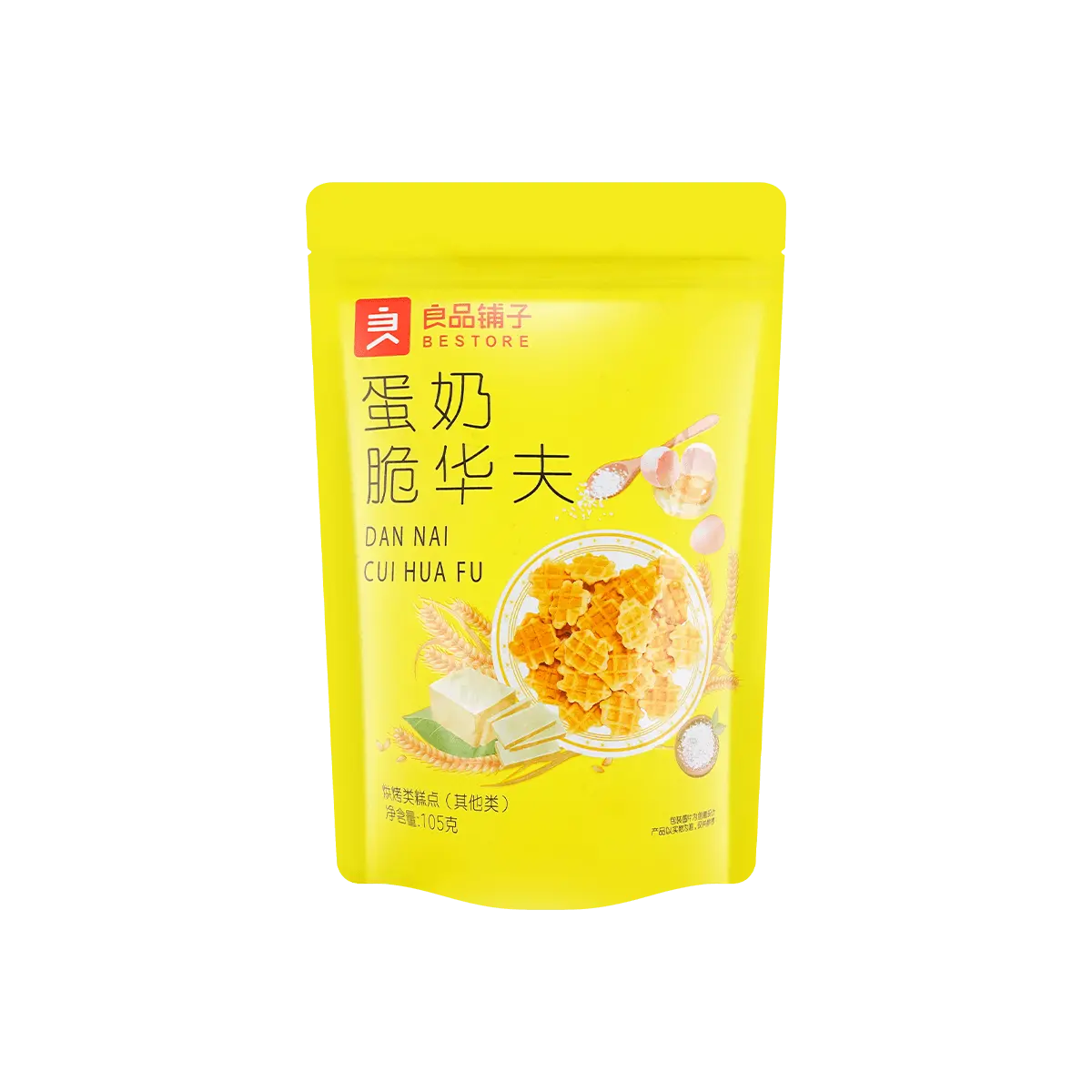 BESTORE Egg Milk Crispy Waffle Cookies - Bite-Sized, Crunchy, Sweet Snack 105g