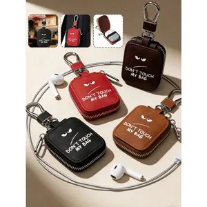 Portable AirPods Case, PU Leather Key Organizer, Mesh Pocket, USB Port, Fits AirPods Pro/1/2/3, Travel & Daily Use, Holds Earbuds, Keys, Cards, Earphone Protective Cover