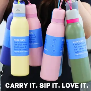 1 Pc 24 Oz Stainless Steel Twist Vacuum Flask, Leakproof Insulated Tumbler, Double-Wall Insulated Bottle with Leak-Proof Lid and Carry Strap, Keep Drinks Hot 12H / Cold 24H, Lightweight Travel Water Flask for School, Office, Outdoor