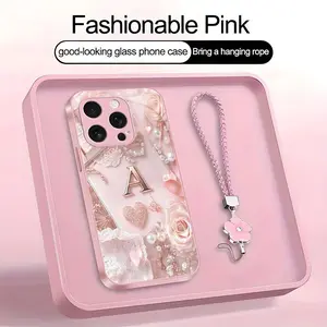 Lace Pearl Optical Illusion Art 2D Phone Case,Suitable for [iPhone 16 Pro Max] high-end women's, Lanyard a beautiful four-leaf clover lanyard is included🍀 952