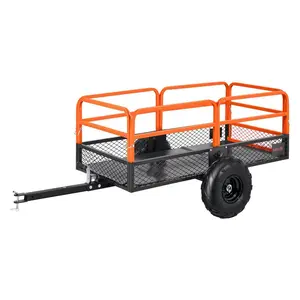 VEVOR Garden Utility Trailer, 22 Cu. Ft. 1600lbs, ATV UTV Trailer, Tow Behind Steel Dump Trailers, Removable Rear Panel, Heavy Duty Pull Behind Yard Trailers for Lawn Mower Tractor Garden Waste