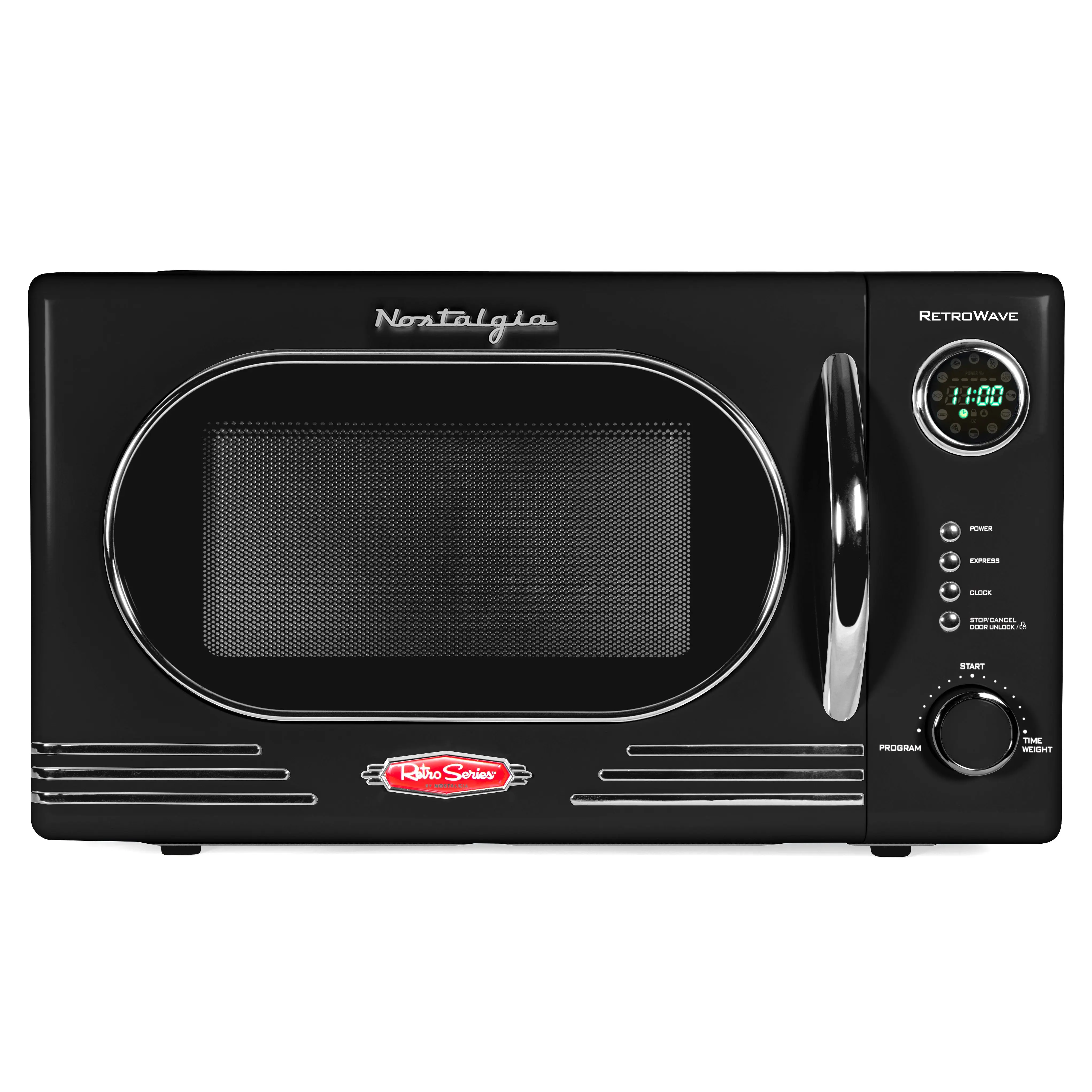 Nostalgia Retro 1.1 Cu Ft 1000 Watt Microwave Oven with 12 Pre-programmed Settings & Child Lock for Family Meals