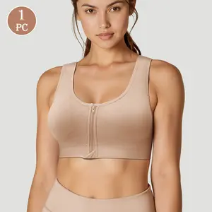 QUASTI 1PCS Women's Wireless Front Zipper Sports Bra, Seamless Breathable Push Up Bralette, Soft Stretch Cup-Lifting Comfortable Underwear, Solid Color Lightweight Everyday Lingerie, M-XXL summerwins