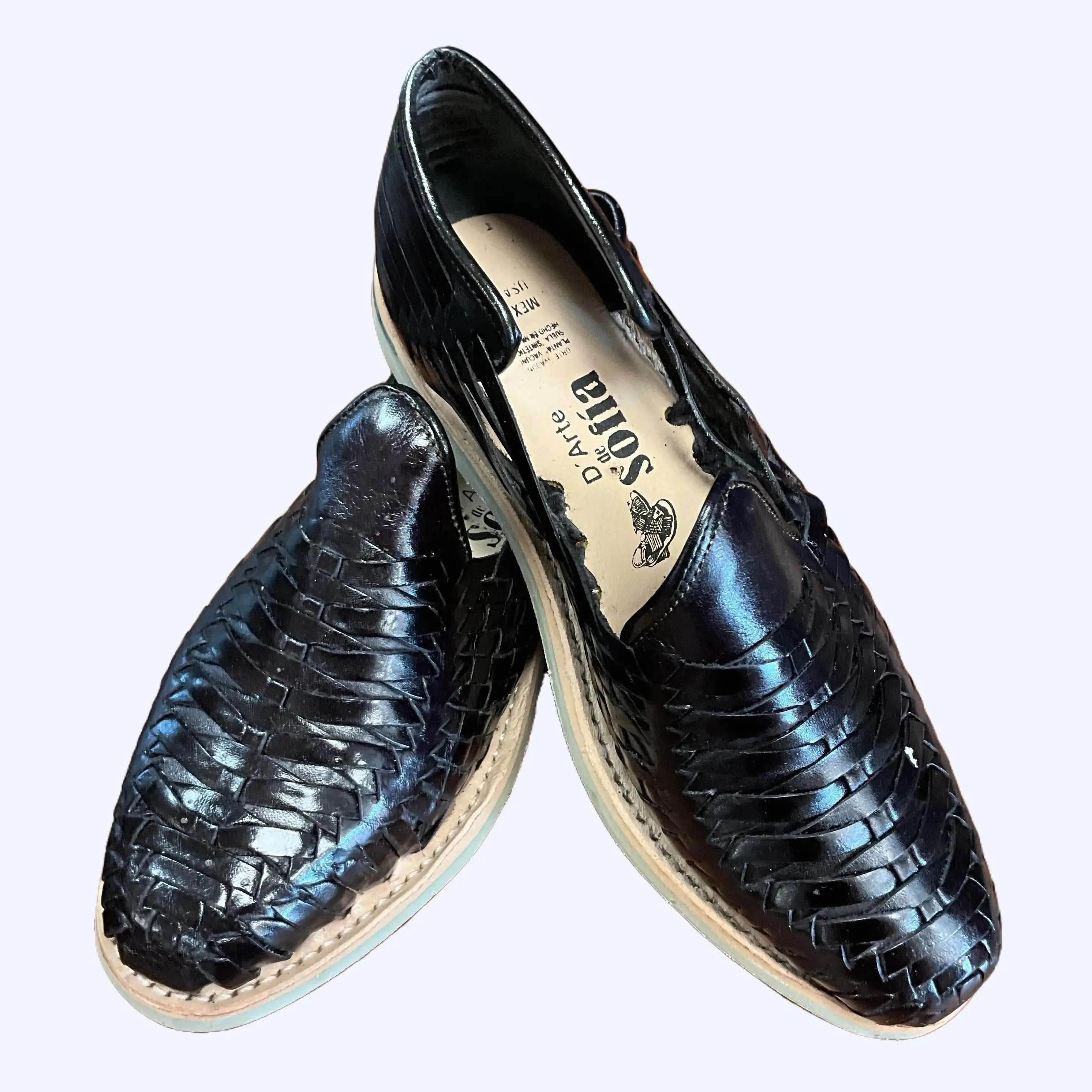 Men's Huarache Artesanal Black Woven Leather Espadrilles Comfortable Casual Shoes for Everyday Wear