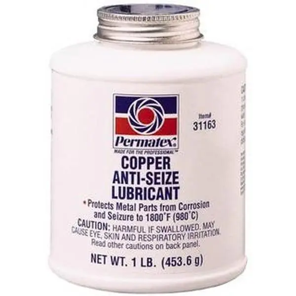 Permatex Copper-Based High-Temperature Anti-Seize Lubricant (31163) - 1 Bottle, 16 oz, -30°F to 1800°F, Copper Color, Water Resistant, Protects Metal Parts