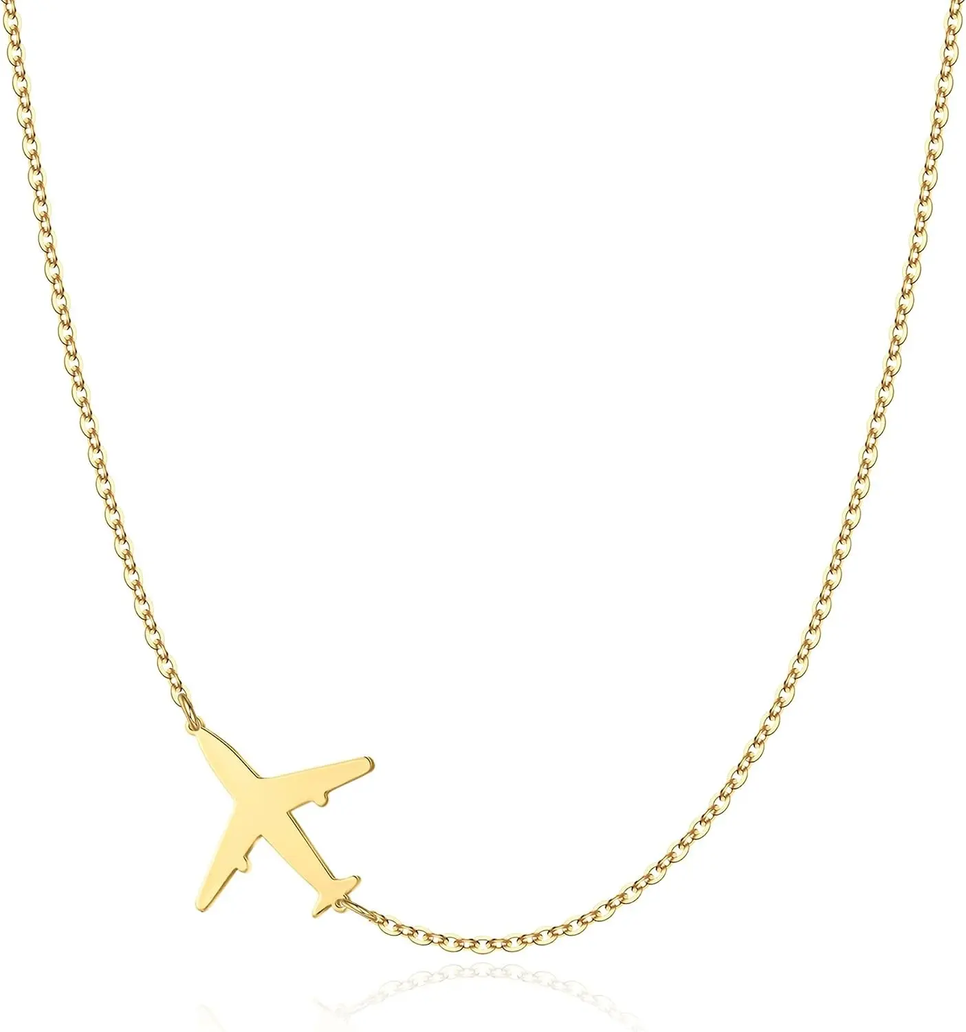 Dainty Sideways Pendant Necklace for Women, Airplane/Swallow/Lightning Charm, Trendy Adjustable Chain Simple Choker, Everyday Gift(Gift)