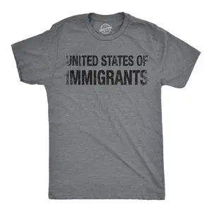 Mens United States of Immigrants T Shirt Funny Citizen Activist American Tee Mens Funny T Shirts Cool Vintage Fashion T-Shirt Gift Classic Menswear Funny Political Short Sleeve Novelty Tees for Guys Dark Grey