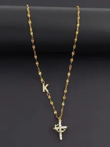 Women's Stainless Steel Necklace with Zircon Cross Crown Letter Pendant, Casual Fashion Lip Chain Jewelry, Statement Necklace, All Seasons Wear, Daily Wear Necklace, Perfect Gift