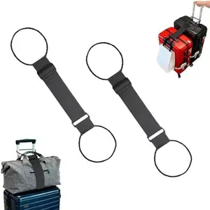 2PCS Heavy Duty Adjustable Luggage Straps for Suitcases - Easy to Identify Travel Belt Connector, Holds Suitcase Together, Extends Bag Life. Durable, Waterproof Bungee Straps. Essential Travel Accessory for Your Suitcase (Black)