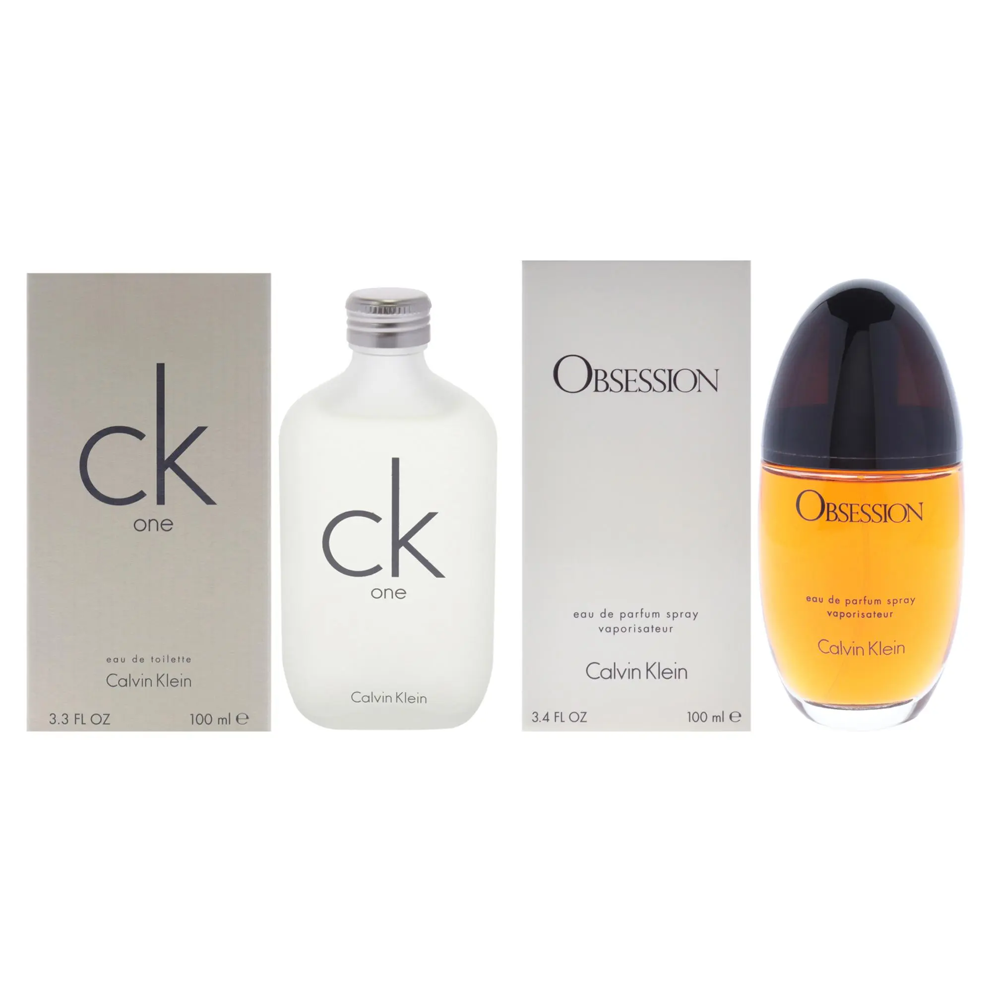 CK One Obsession Kit by Calvin Klein for Women - 2 Pc Kit 3.4oz EDT Spray, 3.3oz EDP Spray