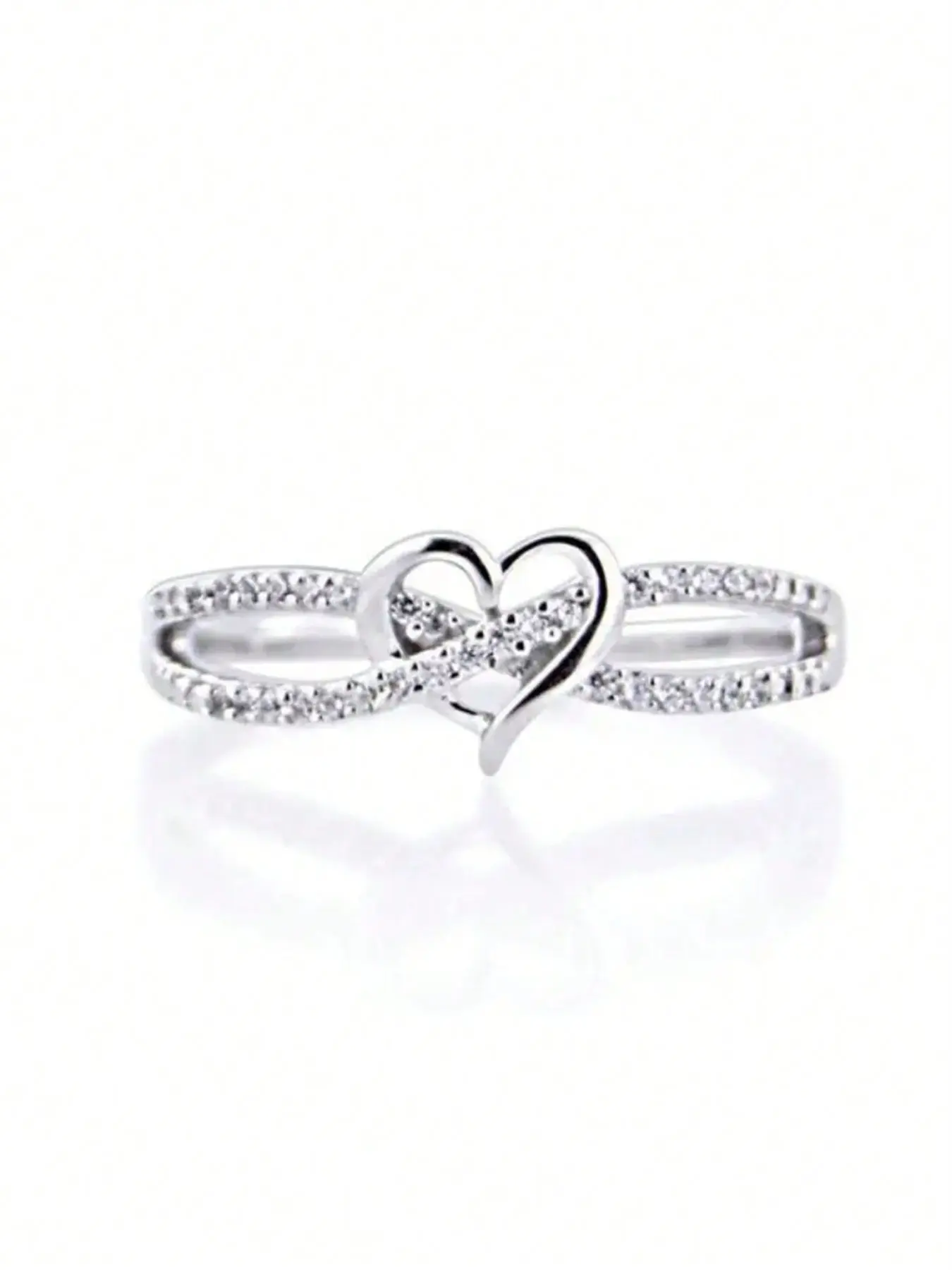 1 PC Romantic Cubic Zirconia Heart Ring For Women Beautiful Rings For Engagement Party Jewelry Valentine's Day Gift Promise Ring Heart Initial Rings Heart Design Ring Heart Shaped Ring