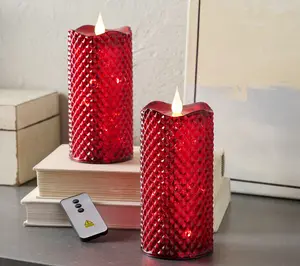 Set of 2 (8") Illuminated Diamond Candles w/ Remote by Valerie