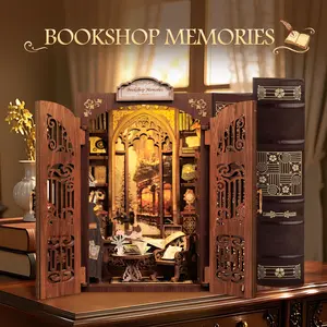 CUTEBEE Bookshop Memories Dollhouse Kit - Black Friday & Christmas Gift DIY Miniature House for Adults Teens Beginners, Vintage Bookshelf Decor, Step-by-Step Instructions, 137 Components, Perfect Gift for Family Friends