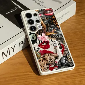 Leopard Print Glam for SAMSUNG S22/S23/24/25/ULTRA/PLUS  Matte Magnetic Phone Case Zero burden to use Anti-fingerprint Acrylic Wireless