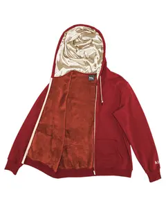 Fall Foliage Tan Thick Satin Lined Zip Up Hoodie