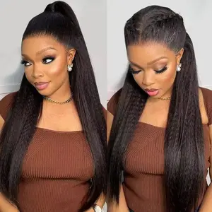 Bling Hair Kinky Straight 13x6 Hd Lace Frontal Wig 13x4 Hd Lace Black Wig Yaki Straight 7x5 Wear And Go Glueless Human Hair For Women
