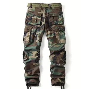 Men’s camouflage cargo pants – military-style cotton blend (multi-pocket with zipper), non-stretch, machine washable, all-season outdoor/casual wear