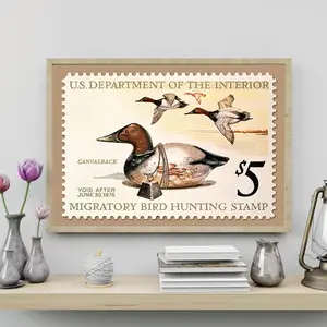 Canvasback Duck Stamp Art Poster, 1976 Vintage Hunting Print Decor, Waterfowl Wall Art, Duck Collector Home Decor