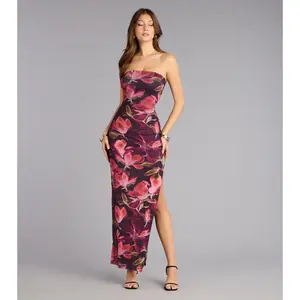 Sultry Floral Mesh Maxi Dress