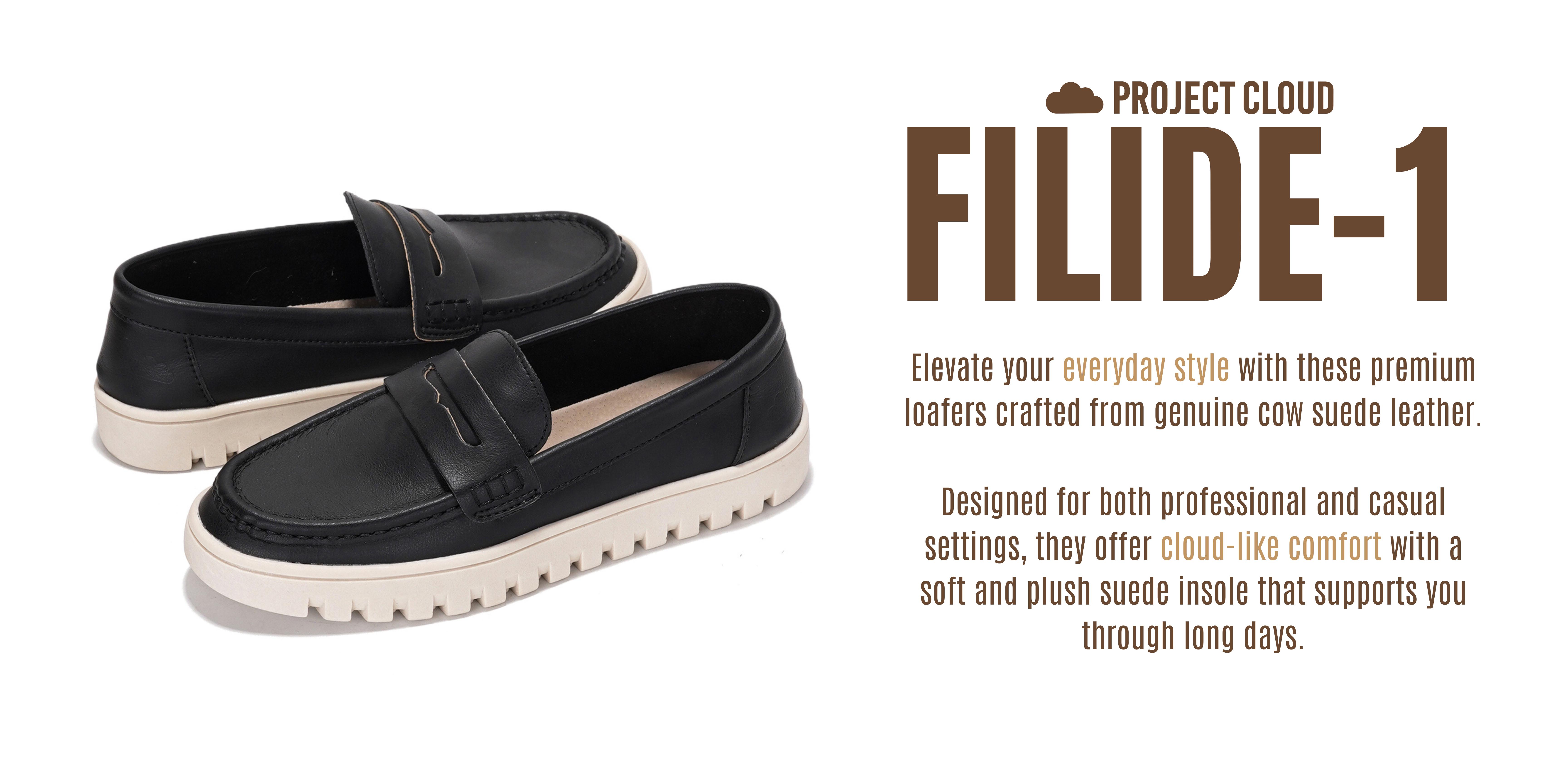 Project Cloud Women's | Genuine Leather Loafers | ProjectPlush | Lightweight | Non-Slip - Filide-1