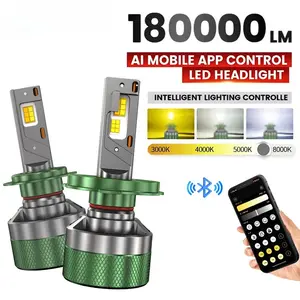 2pcs 180000LM H7 Super Bright LED Headlight Bluetooth APP Control Color 220W H4 H7 LED H1 H11 9005 HB3 9006 HB4 9012 HIR2 Auto Bulbs LED Lights for Car Headlights