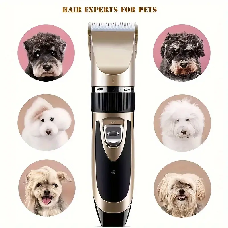 [Rechargeable Dog Grooming Kit: Clippers] Cordless Rechargeable Dog Grooming Kit: Low Noise, Adjustable Clippers with Detachable Blades for Dogs And Cats