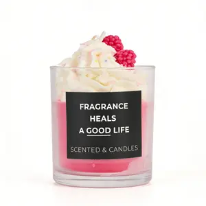 Rose Raspberry Cream Scented Candle, Girly Vibe Essential, Cozy Bedroom Healing Fragrance, Aromatherapy & Relaxing Home Decor, Decoration