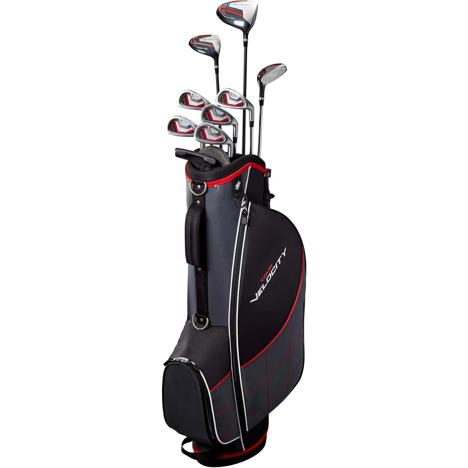 Wilson Tour Velocity Complete Golf Set with Stand Bag - Men's Right Hand, Regular Flex, Black/Red