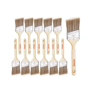 VEVOR Paint Brushes, 12 Piece Angle Paint Brush, Treated Wood Handle, Paint Brush Set for All Latex and Oil Paints & Stains, Wood Stain Brushes for Cabinets, Walls, Fences, Interior & Exterior Use, Furniture Paint Brushes, Doors,summervibes