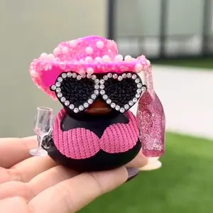 Shiny Card Duck (Requires Assembly) - Girly Cute Fun Car Interior Decoration, Accessories for Car, Valentine's Day Gift for Girls
