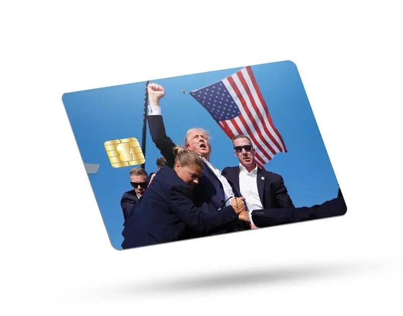Donald Trump KAG Rally Attack Themed Cardboard Cutout - Custom Printing, Personalizable Credit Card Compatible Home Decor Accessory for Political Rallies to Reflect Political Views, Patriotic Card Art