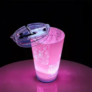 Premium 14oz Luminous LED Party Cup Free Straw Lid Easy Clean Custom Color for Bar Events