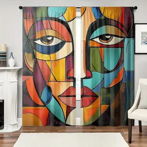 2 pieces / set of dark blue Nordic-style crystal-pattern curtains, 3D digital printed curtains, lightweight and ventilated, suitable for comfortable bedrooms, stylish offices, fashionable kitchens, cozy living rooms and peaceful study rooms