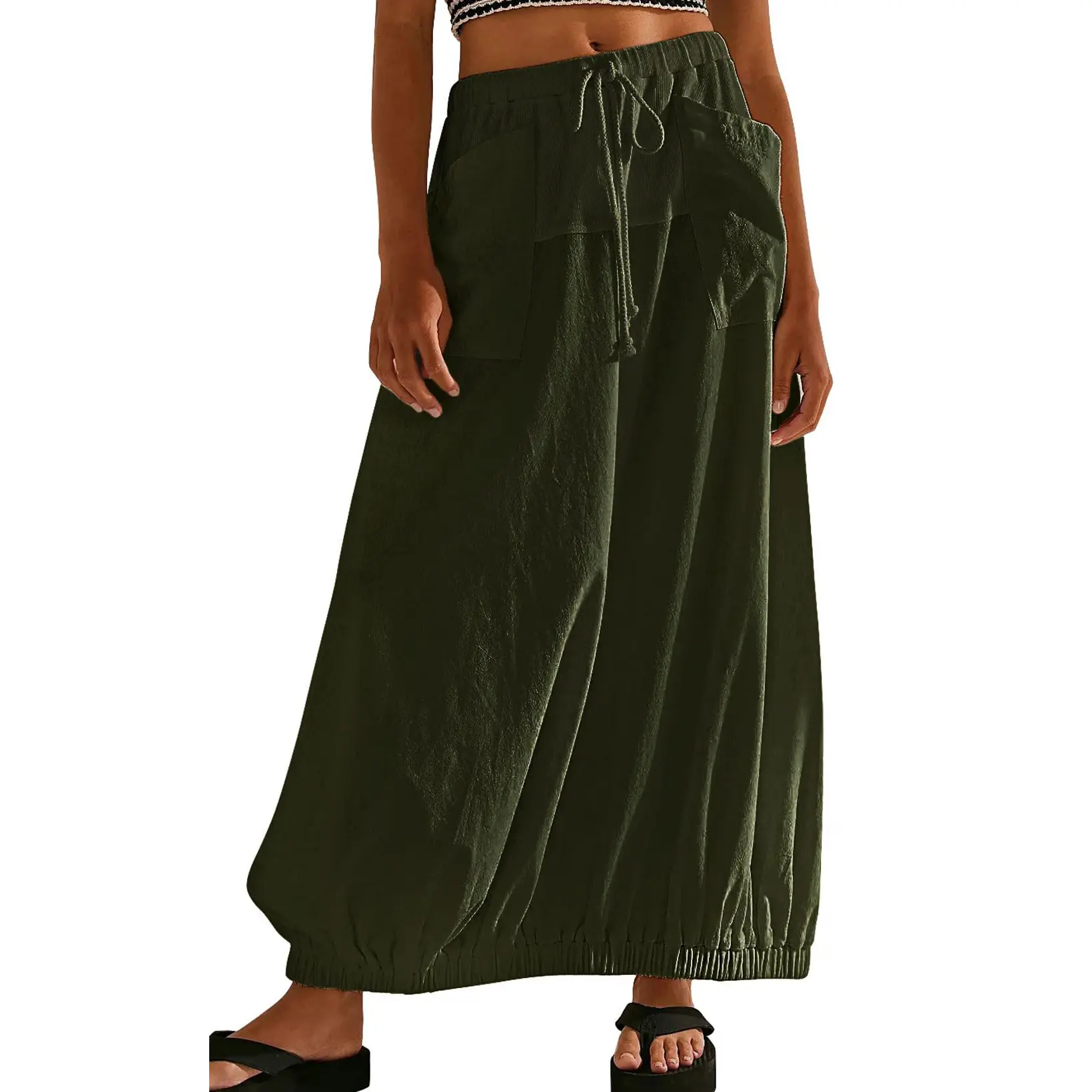 CHARTOU Women Baggy Parachute Skirt Comfy Casual Cotton Y2k Cargo Maxi Long Skirt,back to school shopping