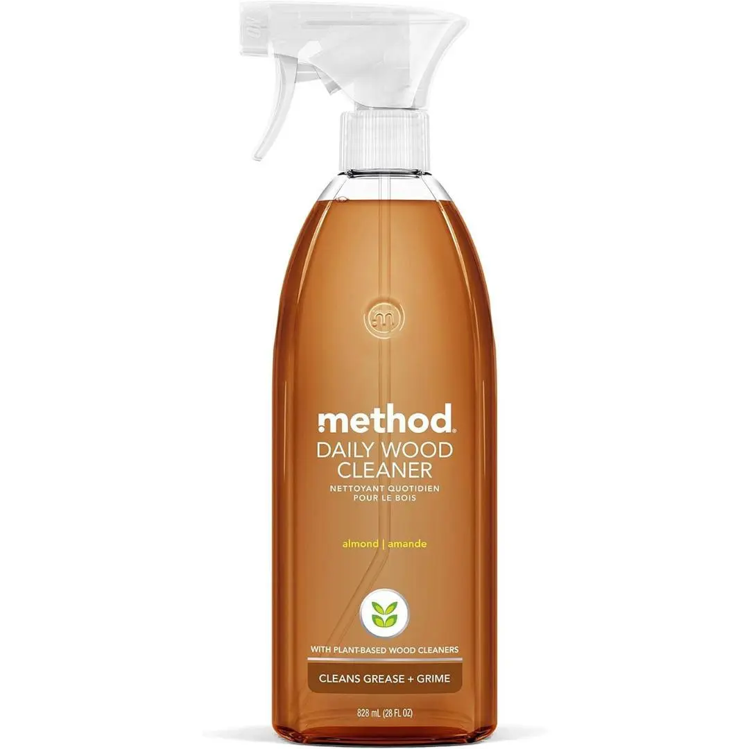 Method Daily Wood Cleaner, Almond, Plant-Based Formula That Cleans Shelves, Tables and Other Wooden Surfaces While Removing Dust & Grime, 28 oz Spray Bottles, (Pack of 1)