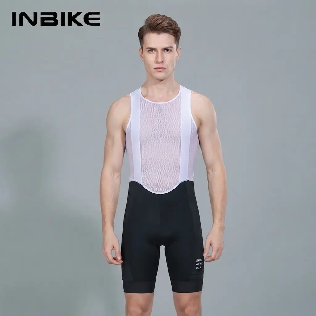 INBIKE Men's 3D Padded Cycling Bib Shorts - Lightweight, Breathable Biker Shorts with Side Pockets, Anti-Friction for 6-Hour Long-Distance Road Biking, Seamless Knit Male Active Cooling Cycle Sports Wear, Riding Shorts