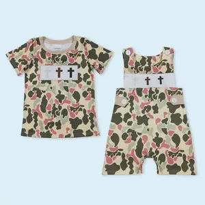 Camouflage kids boy short sleeve Easter cross t-shirt top